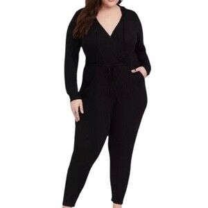 Torrid Long Sleeve Hacci Black Hooded Jumpsuit Romper Plus size Size 4